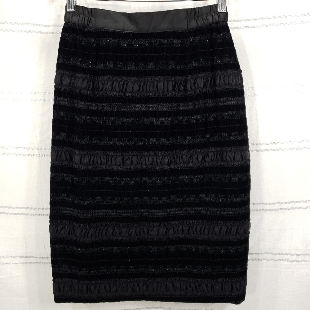 Vintage Black Velvet Pencil Skirt